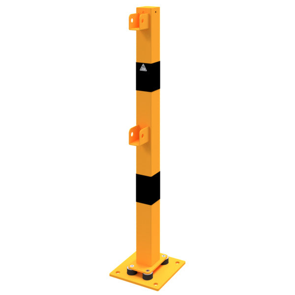 Standpfosten aus 70 x 70 mm Stahlrohr zum aufdübeln neigbar