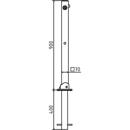 Absperrpfosten 70 x 70 mm umlegbar mit Dreikantverschluss