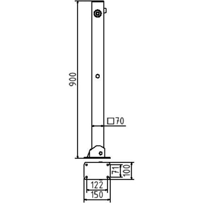 Absperrpfosten 70 x 70 mm umlegbar mit Dreikantverschluss