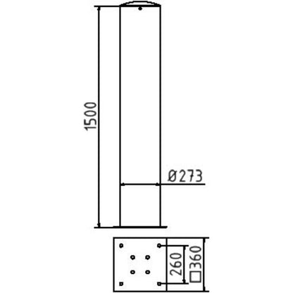 Absperrpoller Stahlrohr Ø 273 x 5 mm ortsfest für Dübelbefestigung