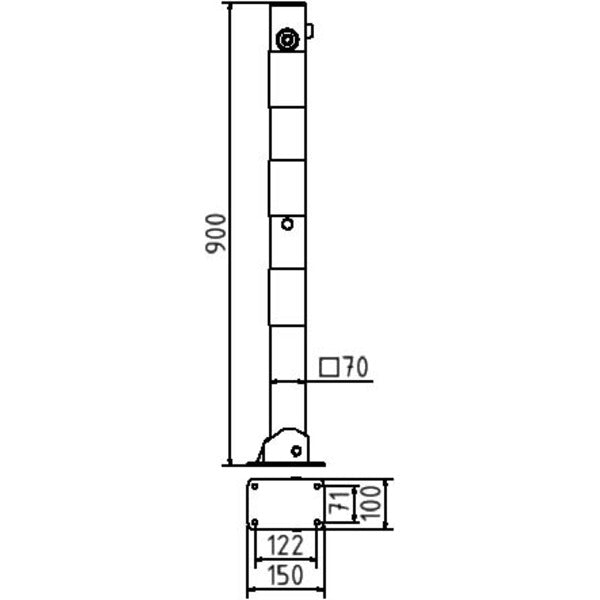 Absperrpfosten 70 x 70 mm umlegbar mit Dreikantverschluss