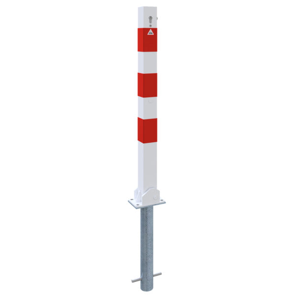 Absperrpfosten 70 x 70 mm umlegbar mit Profilzylinderschloss
