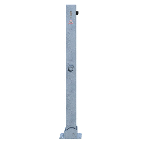Absperrpfosten 70 x 70 mm umlegbar mit Profilzylinderschloss und Dreikantverschluss