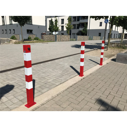 Absperrpfosten 70 x 70 mm umlegbar mit Dreikantverschluss