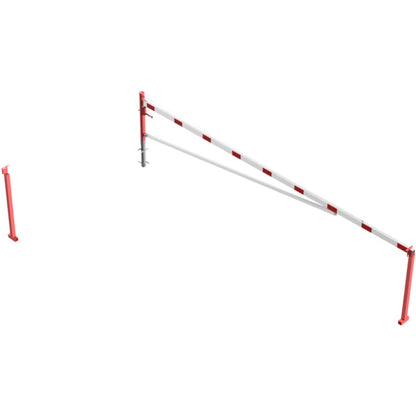 Drehschranke mit Auflagepfosten und Seilzugverstärkung