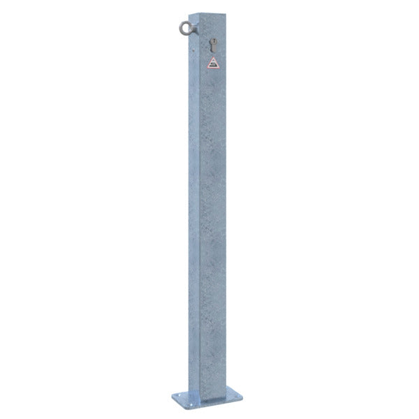 Absperrkettenpfosten 70 x 70 mm Schließmechanik mit Profilzylinderschloss