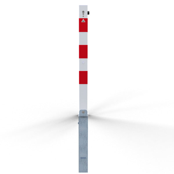 Absperrpfosten 70 x 70 mm umlegbar mit Profilzylinderschloss mit Hebe- Kippmechanik