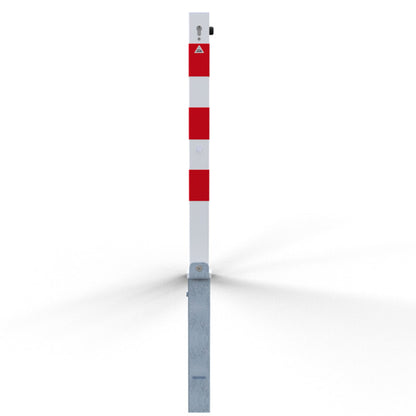Absperrpfosten 70 x 70 mm umlegbar mit Profilzylinderschloss mit Hebe- Kippmechanik