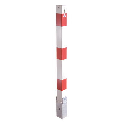 Absperrpfosten 70 x 70 mm umlegbar mit Profilzylinderschloss mit Hebe- Kippmechanik