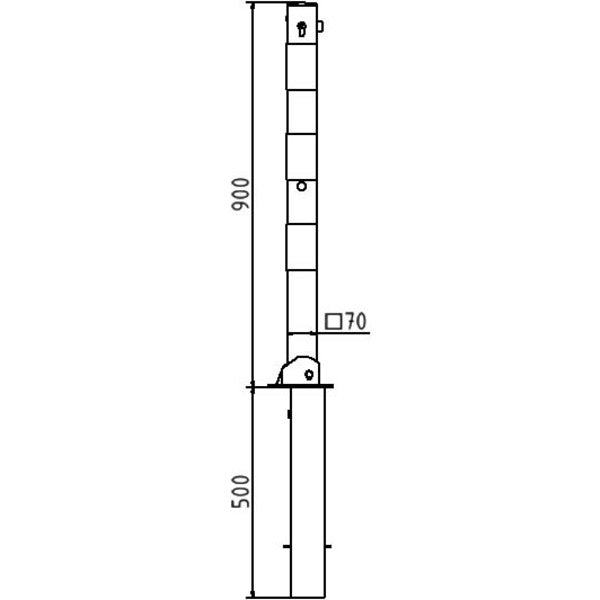 Absperrpfosten 70 x 70 mm umlegbar und herausnehmbar