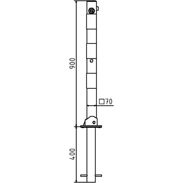 Absperrpfosten 70 x 70 mm umlegbar mit Dreikantverschluss