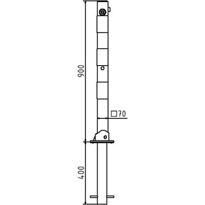 Absperrpfosten 70 x 70 mm umlegbar mit Dreikantverschluss