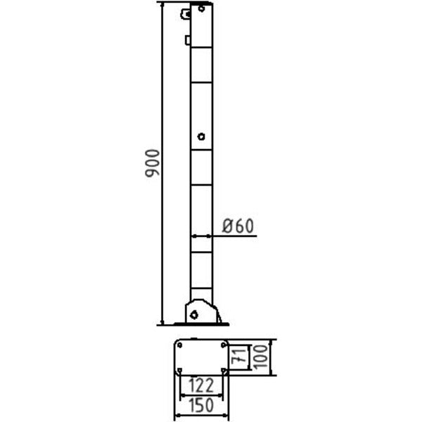 Absperrpfosten Stahlrohr Ø 60 x 2,5 mm umlegbar für Vorhangschloss
