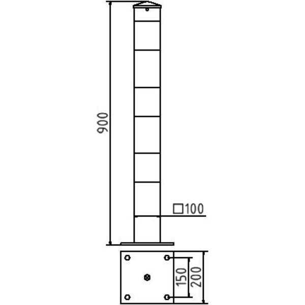 Absperrpfosten Stahlrohr 100 x 100 x 3 mm ortsfest für Dübelbefestigung