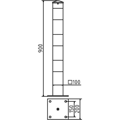 Absperrpfosten Stahlrohr 100 x 100 x 3 mm ortsfest für Dübelbefestigung