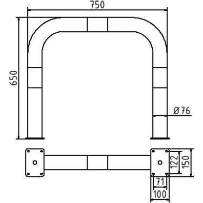Rammschutzbügel Stahlrohr Ø 76 x 2,6 mm