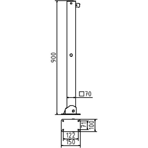 Absperrpfosten 70 x 70 mm umlegbar für Vorhangschloss
