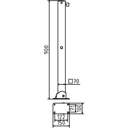 Absperrpfosten 70 x 70 mm umlegbar für Vorhangschloss