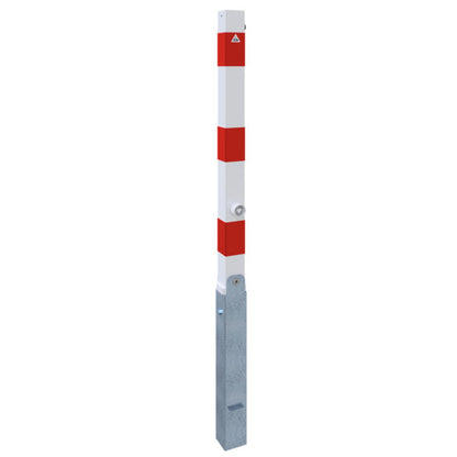 Absperrpfosten 70 x 70 mm umlegbar mit Dreikantverschluss mit Hebe- Kippmechanik