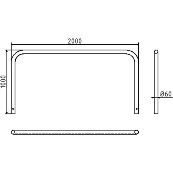 Rohrbügel aus Stahlrohr Ø 60 x 2,5 mm ohne Querholm zum Einbetonieren