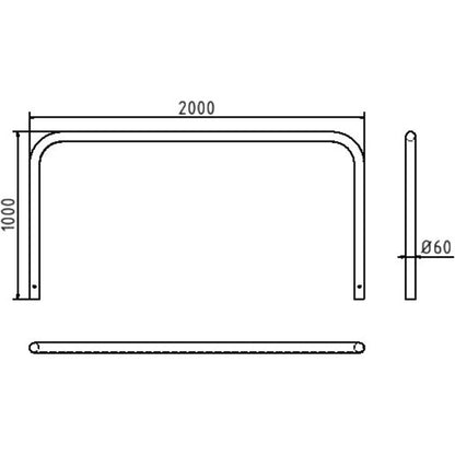 Rohrbügel aus Stahlrohr Ø 60 x 2,5 mm ohne Querholm zum Einbetonieren