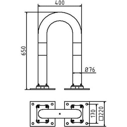 Rammschutzbügel Stahlrohr Ø 76 x 2,6 mm neigbar