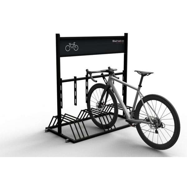 Mobiler Fahrradständer mit Werbeschild