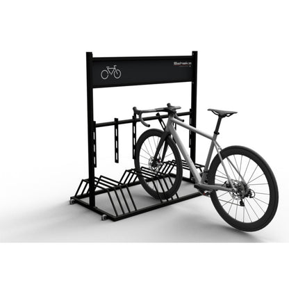 Mobiler Fahrradständer mit Werbeschild