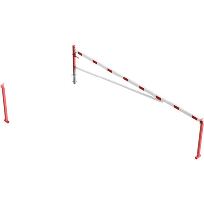 Drehschranke mit Auflagepfosten und Seilzugverstärkung