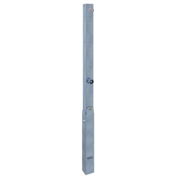 Absperrpfosten 70 x 70 mm umlegbar mit Dreikantverschluss mit Hebe- Kippmechanik