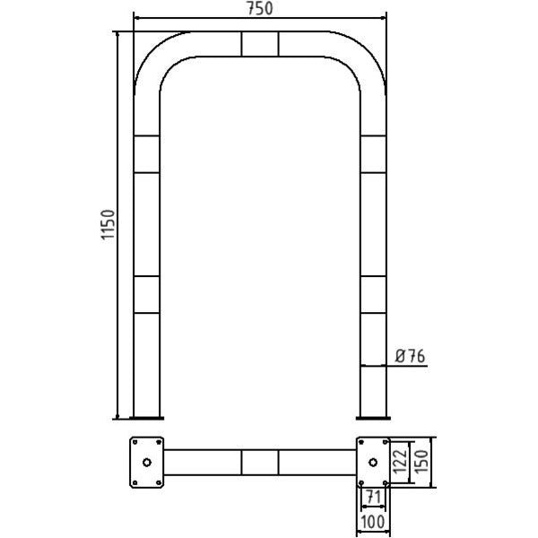 Rammschutzbügel Stahlrohr Ø 76 x 2,6 mm
