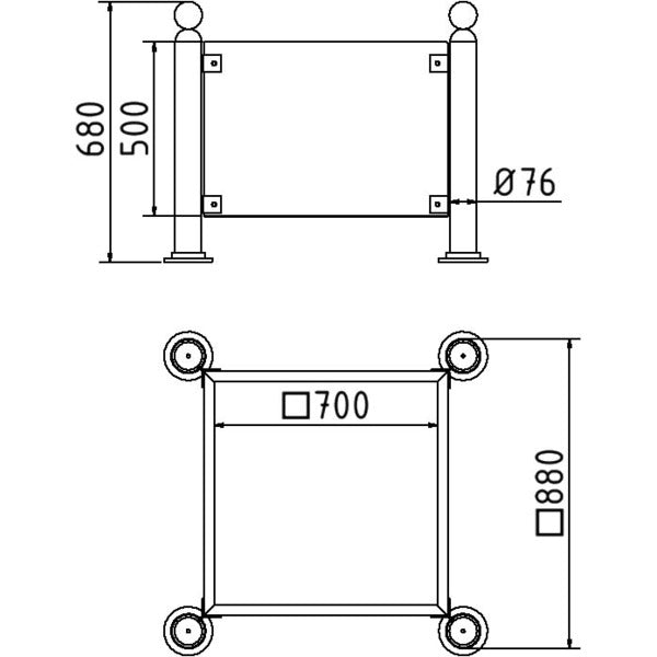 Pflanzbehälter Rundrohre Ø 76 mm senkrecht