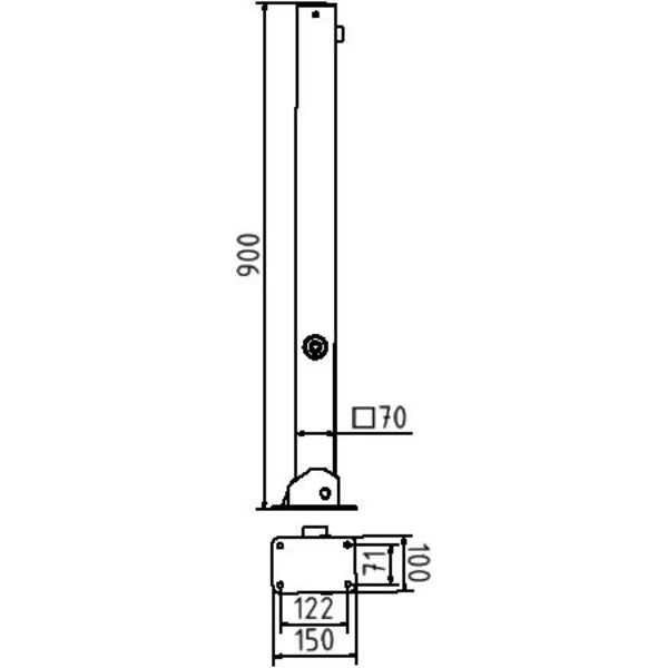 Absperrpfosten 70 x 70 mm umlegbar mit Dreikantverschluss