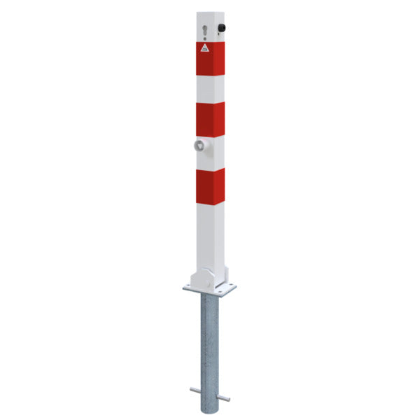 Absperrpfosten 70 x 70 mm umlegbar mit Profilzylinderschloss und Dreikantverschluss