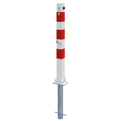 Absperrpfosten 70 x 70 mm umlegbar mit Profilzylinderschloss und Dreikantverschluss
