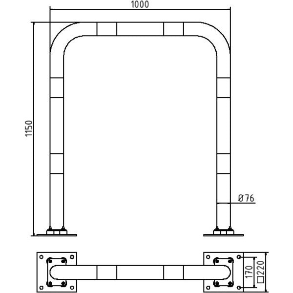 Rammschutzbügel Stahlrohr Ø 76 x 2,6 mm neigbar