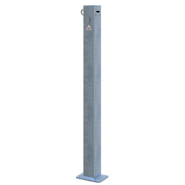 Absperrkettenpfosten 70 x 70 mm Schließmechanik mit Profilzylinderschloss