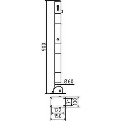 Absperrpfosten Stahlrohr Ø 60 x 2,5 mm umlegbar mit Profilzylinderschloss