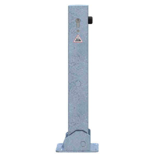 Absperrpfosten 70 x 70 mm umlegbar mit Profilzylinderschloss 500 mm Überflur