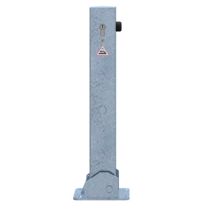 Absperrpfosten 70 x 70 mm umlegbar mit Profilzylinderschloss 500 mm Überflur
