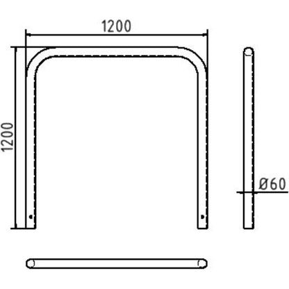 Rohrbügel aus Stahlrohr Ø 60 x 2,5 mm ohne Querholm zum Einbetonieren