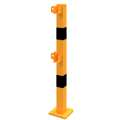 Standpfosten aus 70 x 70 mm Stahlrohr zum aufdübeln abnehmbar