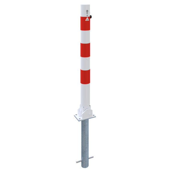 Absperrpfosten Stahlrohr Ø 76 x 2,6 mm umlegbar mit Profilzylinderschloss