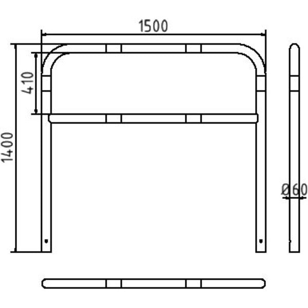 Schutzbügel Stahlrohr Ø 60 x 2,5 mm mit Querholm