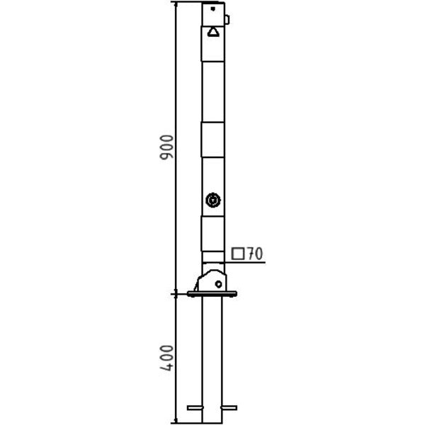 Absperrpfosten 70 x 70 mm umlegbar mit Dreikantverschluss