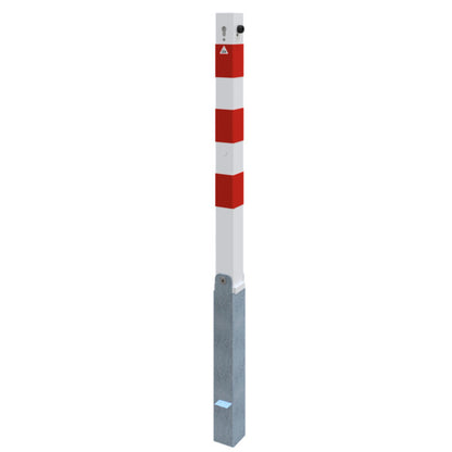 Absperrpfosten 70 x 70 mm umlegbar mit Profilzylinderschloss mit Hebe- Kippmechanik