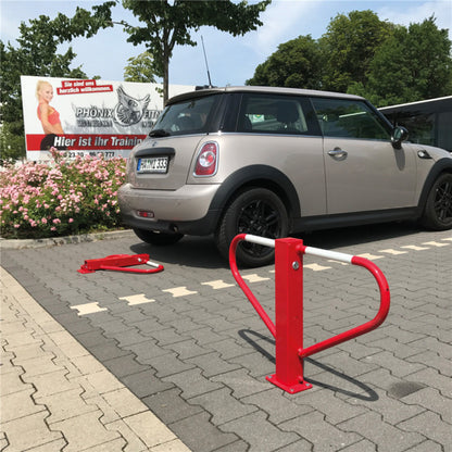 Parkplatzsperre umlegbar mit Dreikantverschluss selbsteinrastende Verriegelung