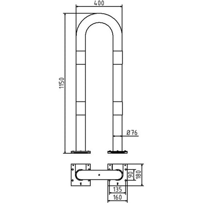 Rammschutzbügel Stahlrohr Ø 76 x 2,6 mm abnehmbar