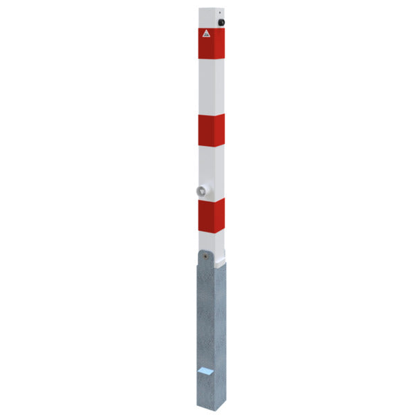 Absperrpfosten 70 x 70 mm umlegbar mit Dreikantverschluss mit Hebe- Kippmechanik