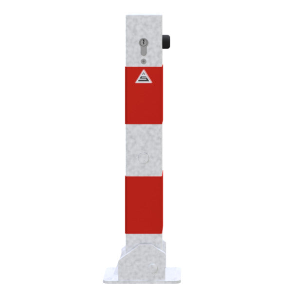 Absperrpfosten 70 x 70 mm umlegbar mit Profilzylinderschloss 500 mm Überflur